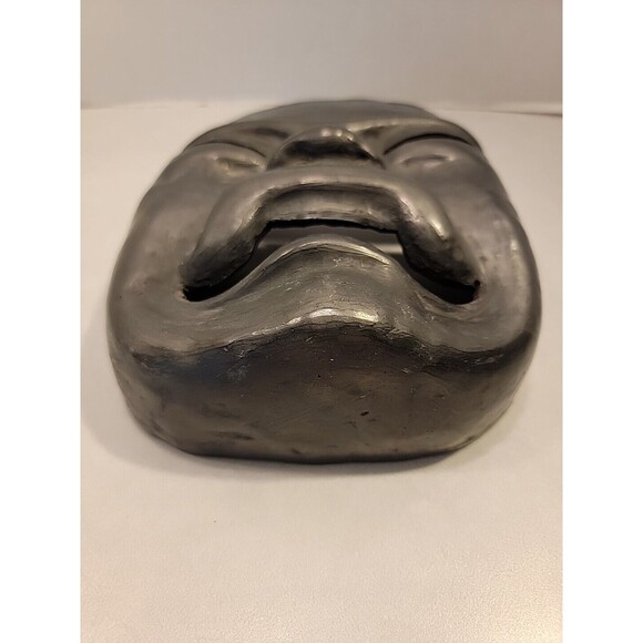 Vintage Oaxaca Mexico Black Pottery Mask Folk Art Face Tribal Aztec Mayan Wall - Picture 9 of 13